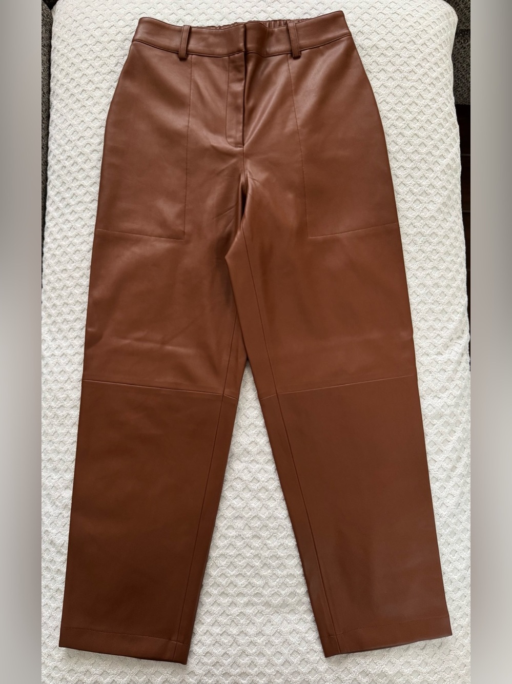Brochu Walker The Stone Vegan Leather Cropped Pant Cognac Brown XS Tapered Leg - Picture 5 of 16